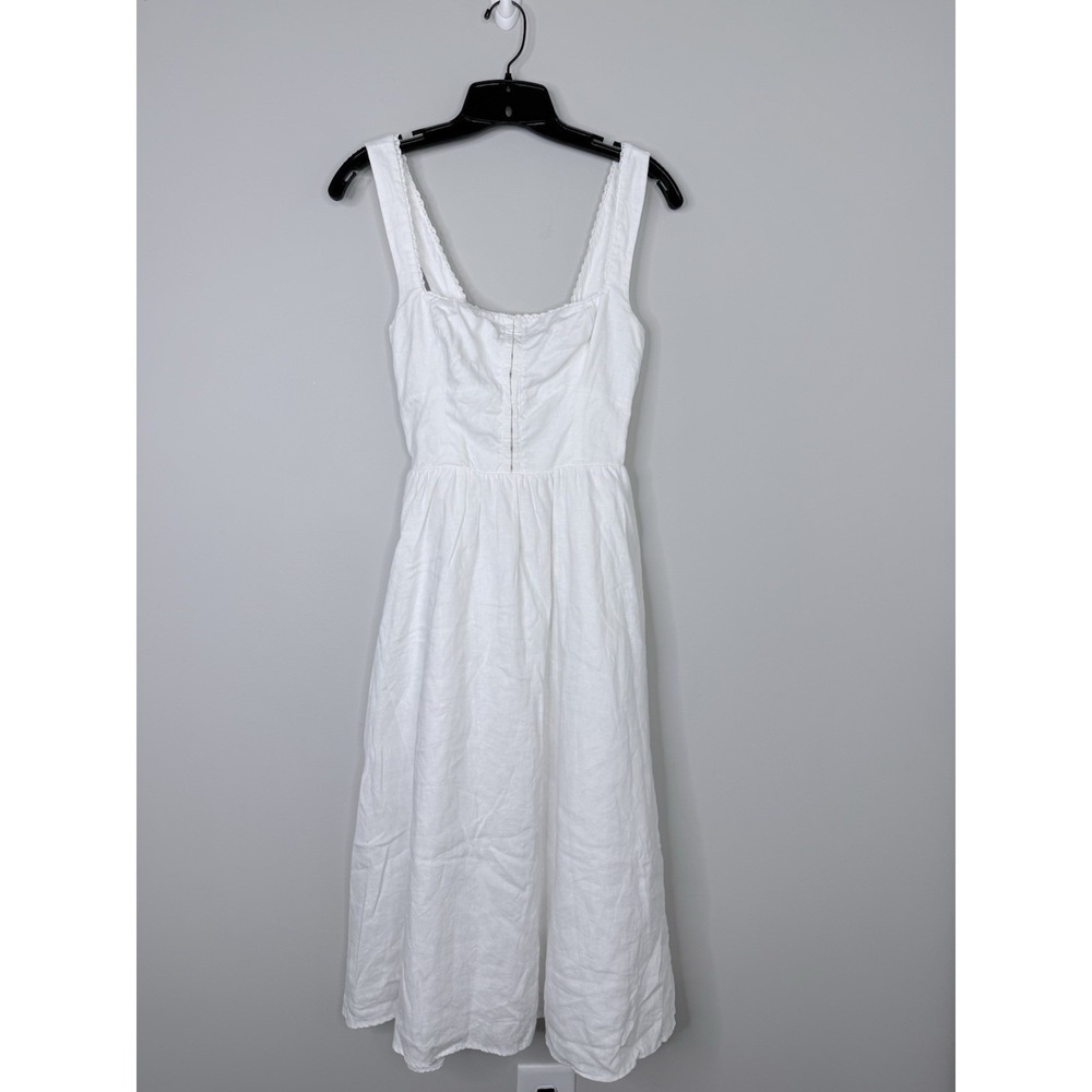 Reformation Women's White Tagliatelle Linen Dress Corset Top Lace Trim Sz 2 - Picture 2 of 8